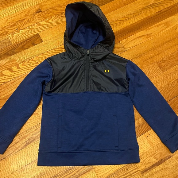 Under Armour Blue Hoodie with Color-Blocked Design and Half-Zip - Picture 2 of 5